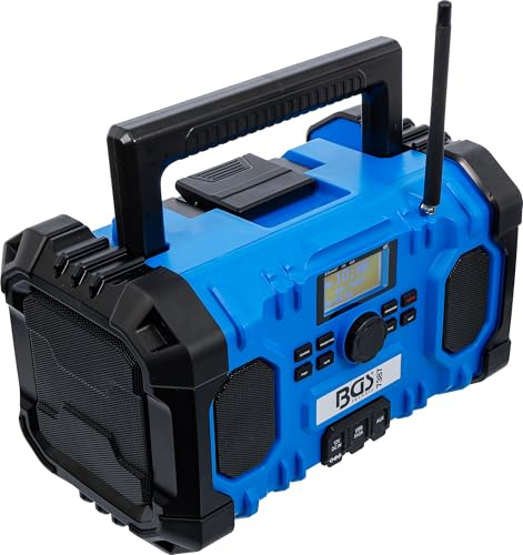 BGS 7387 | Akku-DAB Radio | DAB+/FM Bluetooth | 18 V/230 V | ohne Akku | Schutzart IP65 | 2 x 5 W Lautsprecher | beleuchtetes LCD-Display | USB-Ausgang 5 V / 1 A | 30 x DAB/30 x FM Speicher