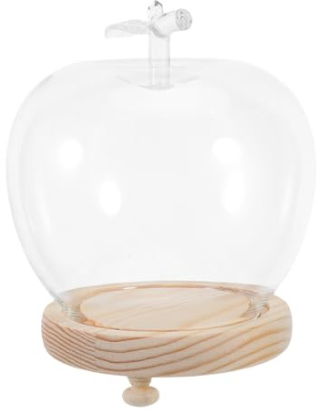 SAFIGLE Cloche en Verre avec Socle en Bois, Protection Anti-poussière pour Miniatures et Objets de Collection, Dôme Transparent pour Micro Paysage, 16,5 x 12,5 x 12,5 cm
