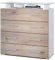 Vladon Sideboard Pavos V2, Kommode mit 4 Schubladen und Glasablage, Weiß matt/Eiche Nordic (76 x 81 x 35 cm)