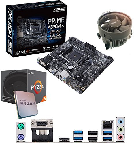 Components4All AMD Ryzen 5 1600 3.2Ghz (Turbo 3.6Ghz) Six Core Twelve Thread CPU, ASUS Prime A320M-K Motherboard Pre-Built Bundle NO RAM