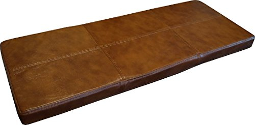 Quattro Meble Braun Echtleder Bankauflage Sitzkissen Lederkissen Sitzpolster Bank Auflage doppelt genähtes Echt Leder Kissen Sitzauflage (40 x 120 cm)