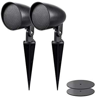 Monoprice Outdoor 2.5-inch Satellite Garden Speaker (Pair) - Sycamore Series