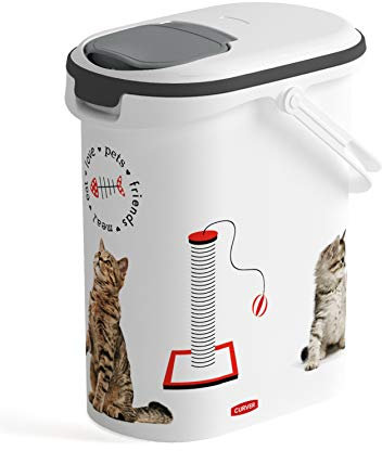 CURVER Conteneur à Croquettes Pour Chat - 4kg / 10L - Rangement Hermétique Anti-Odeurs pour Nourriture pour Chats - Conteneur avec poignée de Transport - 19 x 30 x 35 cm - Blanc