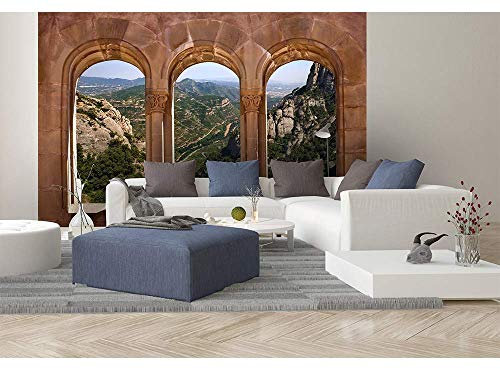 Vlies Fototapete GEWÖLBTER FENSTER 375 x 250 cm | Vliestapete - Wandtapete inklusive Kleister | PREMIUM VLIES QUALITÄT