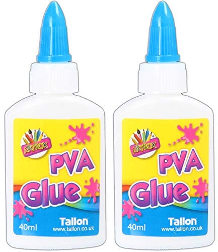 2X Squeezy Bottles of 40ml PVA Glue Art & Craft Kids Washable Safe & Non Toxic Adhesive No-Mess Lid