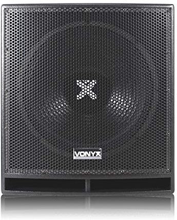 VONYX SWP15 PRO 15 Active Subwoofer 800W DJ Disco PA Bass Speaker with Built-in Amplifier, Adjustable Low-Pass Filter, Phase Control, XLR/RCA Connections and Pole Mount