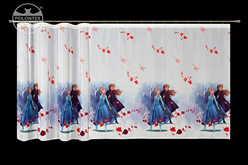 Polontex Voile-Vorhang Frozen II, 75 x 150 cm, Klassisch, Eiszapfen, Blau, Weiß, Badezimmer