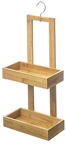 Hogar y Mas Estantería Colgante Baño, Estante de Bambú para Almacenamiento. Organizador Ducha 26x14x61 cm