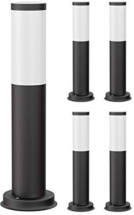ledscom.de 5 Stück Wegelicht/Pollerleuchte PORU für außen, IP44, 39 cm, schwarz, 1x E27 max. 40W