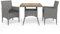 Tidyard 3-TLG. Garten-Essgruppe Gartengarnitur Sitzgruppe Gartenset Sitzgarnitur Gartentisch Esstisch Stühle Grau Poly Rattan und Akazienholz