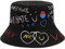 DURINM Fischerhut Damen Bunt Sonnenhut Bucket Hat Niedlicher Eimer Hut Strand Fischerhüte für Frauen, Reversible Doppelseitenabnutzung (Schwarz B)