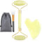 Jade Roller für Gesicht, Gua Sha und Maskenpinsel Gesichtsmassagegerät Set, Gesichtsroller Echte natürliche Gesichtsmassage Roller für Anti-Aging und Verjüngung Geschenk (Gelb)