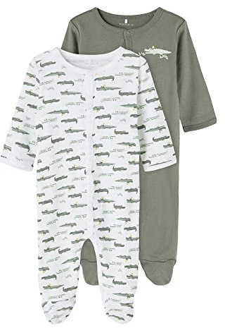 NAME IT Jungen Nbmnightsuit 2p W/F Agave Crocodile Noos