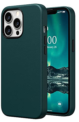 SURPHY Faux Leather Case Compatible with iPhone 13 Pro Case 6.1 inch, Premium PU Leather Case Cover (with Metallic Buttons & Microfiber Lining) for iPhone 13 Pro, Teal Green