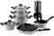 Krüger Aluguss-Set 17-teilig - antihaft-versiegeltes Topf- und Pfannenset mit Küchenhelfer - hohe Hitzebeständigkeit und langanhaltende Wärmespeicherung (Grau)