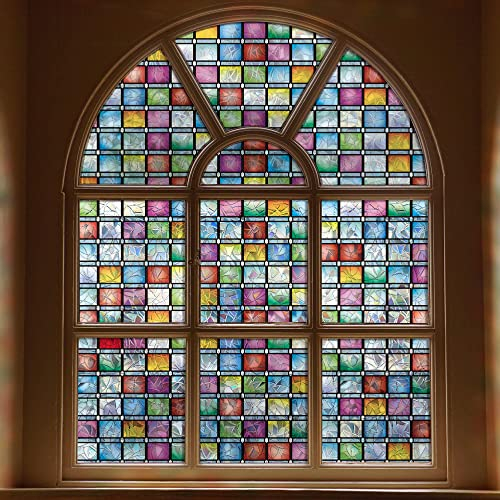 FEOMOS Buntglas Fensterfolie, Sichtschutzfolie für Fenster, Regenbogen-Tönung, Statische Fensterfolie Selbsthaftend, Dekorative Fensteraufkleber für Zuhause, UV-beständig 44x200 cm