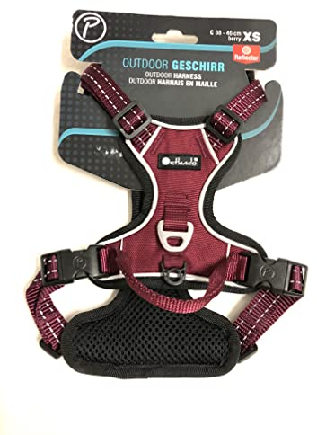 Petlando Mesh Outdoor-Geschirr Berry XS (Brustumfang 38-46 cm) mit Reflektorstreifen