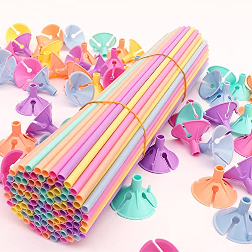 50 Stück Ballonstangen Einzeln, Ballonstangen für Luftballons, Ballonstäbe Durchsichtig für Hochzeit, Geeignet für Partys, Hochzeiten, Festivals(Mehrfarbig),Wiederverwendbar