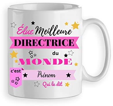 mug tasse cadeau directrice, enseignant, personnalisée prénom 2 faces, meilleure directrice du monde