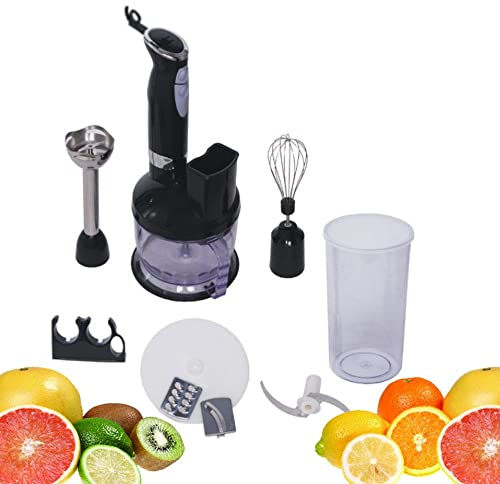 Immersion Blender 2-Speed Electric Immersion Hand Blender Stick Set Smart Blender Whisk 6-IN-1 Food Prep Kit with Beaker Vegetable Slicer Ergonomically Handle Designed BPA-Free 450W
