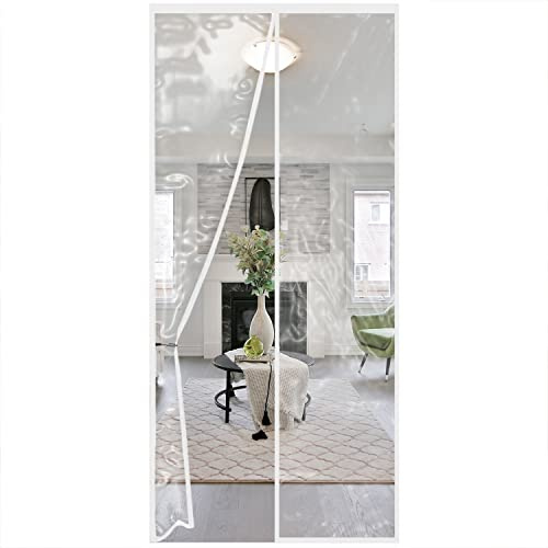 Thermovorhang 95x205cm, Magnet Wärmeschutzvorhang für Türen, Kälteschutz und Wärmeschutz im Winter, Ideal für die Nutzung von Klimaanlagen im Sommer, Kinderleichte Klebemontage Ohne Bohren