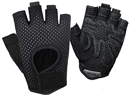 TSLRSA Fitness Handschuhe, 1 par Atmungsaktive Trainingshandschuhe mit Mikrofasergewebe, Rutschfester Silikon Gym Gloves Gewichtheben Handschuhe, Sporthandschuhe für Damen Herren (Schwarz