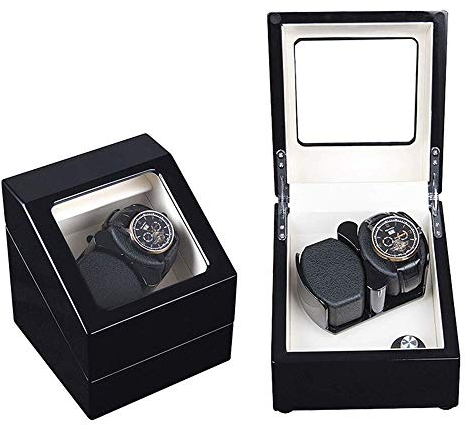 MUSUMI Caja de Reloj, Soporte de Reloj mecánico único, Caja de bobinado Giratorio basculante automático, Caja de bobinado de Reloj, Reloj único de Moda (Blanco)
