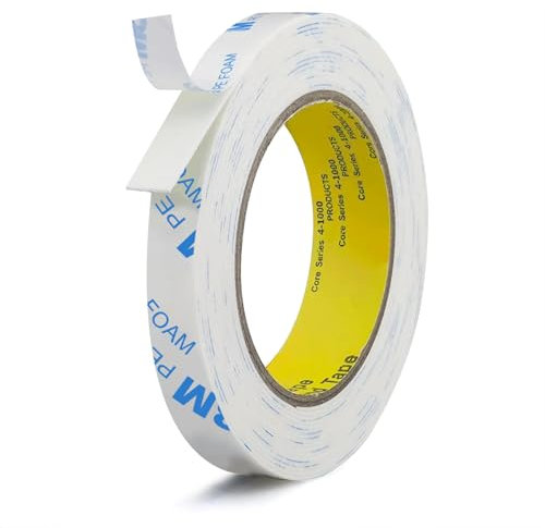 Rusoz Doppelseitiges Klebeband Extra Stark,Klebestreifen Wasserdichtes Weiß Doppelklebeband Schaumstoff PE Selbstklebend 5m Länge,1cm Breite Für Home und Auto Dekorationen