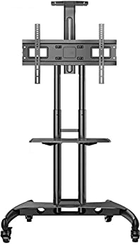 CAZARU 32-65-Zoll-Fernsehständer auf Rädern, TV-Riser-TV-Halterungen, Ständer und Plattenspieler, Trolley-Bodenhalterung, Fernsehständer