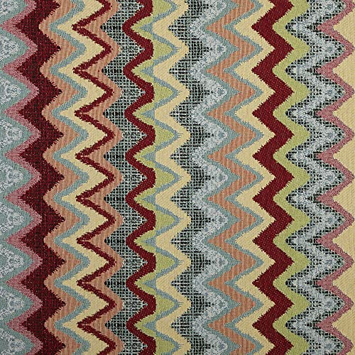 Kt KILOtela - Polsterstoff, Jacquard Gobelin, Stuhlbezug, Kissen, Kopfteil, Sofa, Taschen, verschleißfest, Nähen, 100 cm Länge x 280 cm Breite, Ziz Zag, mehrfarbig - 1 Meter