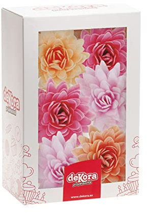 Dekora - 18 Essbare Blumen für Torte aus Esspapier - Essbare Oblaten für Torten aus Esspapier - Tortendeko Essbar - Sortierte Farben - 5,5 cm