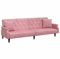 vidaXL Schlafsofa mit Armlehnen, Sofa mit verstellbaren Rückenlehnen, Couch für Wohnzimmer, Schlafcouch Bettsofa Sofabett, Rosa Samt