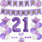 Yunchu Online 21. Geburtstag Dekoration Mann Frau Lila White Party - Tortendeko, Ballon, Geschenk für 21 Jahre