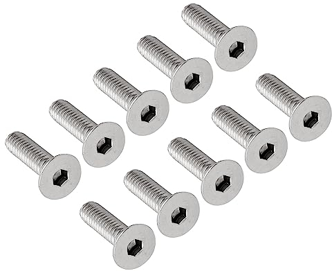 QUARKZMAN 1/4-20 x 1 Hex Douille Plat Tête Tête fraisée Vis x 10PCS 304 Inox Acier Douille Tête Bouchon Vis Boulons pour Machines et Meubles, [Argent]