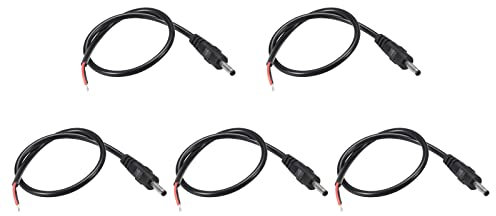 Rebower DC Stromversorgung Kabel - DC Pigtail Adapter Fassbuchse Steckdose Draht [für CCTV DVR LED Lichtstreifen] - 3.5mm x 1.35mm/1A/Schwarz/5Stk