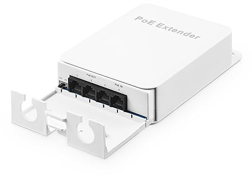 Outdoor PoE Passthrough Switch, 1 PoE in 3 PoE Out Extender, IEEE802.3af/at PoE Powered, 100Mbps Ethernet, Wandmontage Wasserdicht Plug and Play
