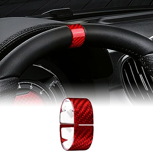 KUNGKIC Fibra di carbonio duro per volante auto, adesivo per interni, compatibile con Fiat 500 Abarth 595 2020 2021 2022 2023 accessori, rosso