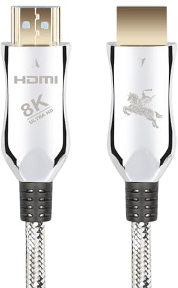 Impeto 8K Câble HDMI 2.1 Fibre Optique Cable HDMI 2.1 2m, 48Gbps 8K 60Hz 4K 120Hz HDMI vers HDMI, dynamique HDR, 3D, durable, compatible avec PS5, ordinateur portable, TV, blue-ray - 2 mètres