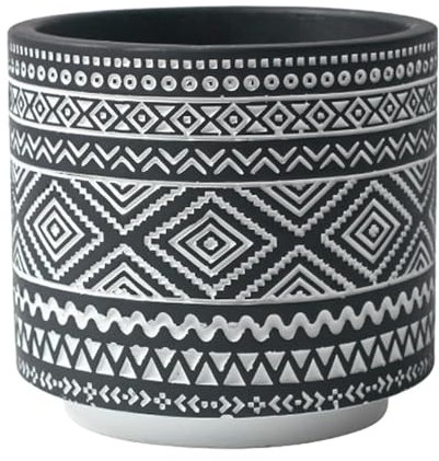 ESTINTENG Estilo nórdico bohemio geométrico patrón cemento transpirable maceta cactus suculentas interior casa de familia maceta superior negro e inferior blanco 13,5 x 13,5 x 11,5 cm (sin disco)