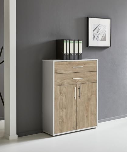 Aktenschrank TABOR mit Schubkästen Büroschrank in diversen Farbvarianten (lichtgrau/Gold Harbor Oak)