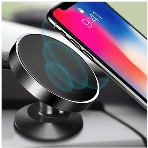 ELECTRONICSSHOP6 Supporto telefono auto magnetico, rotondo 360° di rotazione, porta telefono auto con calamita extra-forte, portatelefono da automobile compatibile con tutti gli smartphones (Nero)