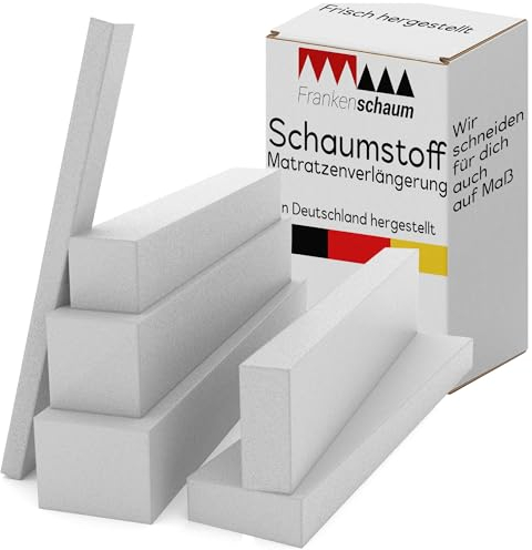 Frankenschaum Premium Matratzenverlängerung - 200×10×15cm extra passender Schaumstoff Zuschnitt für die perfekte Bettlänge super einfach nachrüsten
