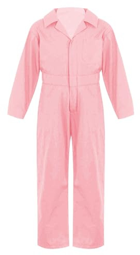 Jugaoge Boys Girls Jumpsuit Overall Mechanic Costume Long Sleeve Overalls Boiler Suit Cargo Coveralls Pink 15-16 Years