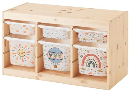 Milaboo® Premium Vinyl Sticker Set passgenau für IKEA TROFAST Regal - 6er Pack, Boho & Beige Töne - Dekorfolien für 3 große & 3 kleine Kisten (Wetter)