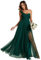 Ever-Pretty Robe de Demoiselle d'honneur Maxi Fendue sans Manches Robe Soirée Femme Vert Foncé 34