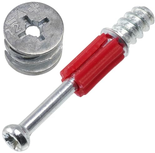 AERZETIX - C74770 - Satz von 20 versenkten exzentrischen Verbindungsbeschlägen + 20 Dübel Ø6x44 mm - für 16 mm paneele - aus stahl - schreiner, tischler, möbel, holz, MDF, melamin, schrank