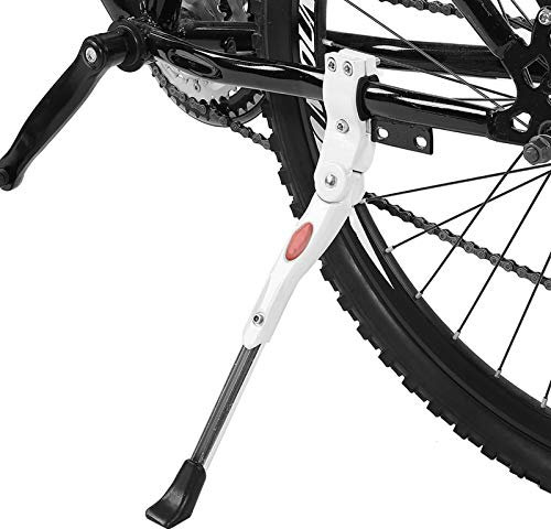 Aluminiumlegierung Fahrradständer, Universal Fahrrad Seitenständer mit Rutschfestem Gummifuß, Weiß MTB Hinterbauständer für 20 Zoll 24 Zoll 26 Zoll Reifen Rennrad, Faltrad, Trekkingrad, Cityrad