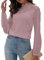 Hount Schöne Blusen Damen Sexy Lace Top Langarm Spitzen Oberteile Herbst Locker Trachtenshirt (M, Rose)