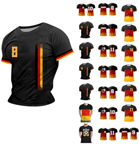 Generic Unisex T-Shirts Für Herren Atmungsaktiv Buchstaben Druck Fussball Em 2024 Fußball Em 2024 Dekoration Bedrucken Sport Shirt Männer Europameisterschaft 2024 Deko(7-Vermilion,S)