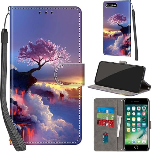 PHINIENLAND Premium PU Leather Flip Wallet Case for iPhone 7 Plus/8 Plus With Card Slots, Kickstand, Magnetic Book Cover - Mountain